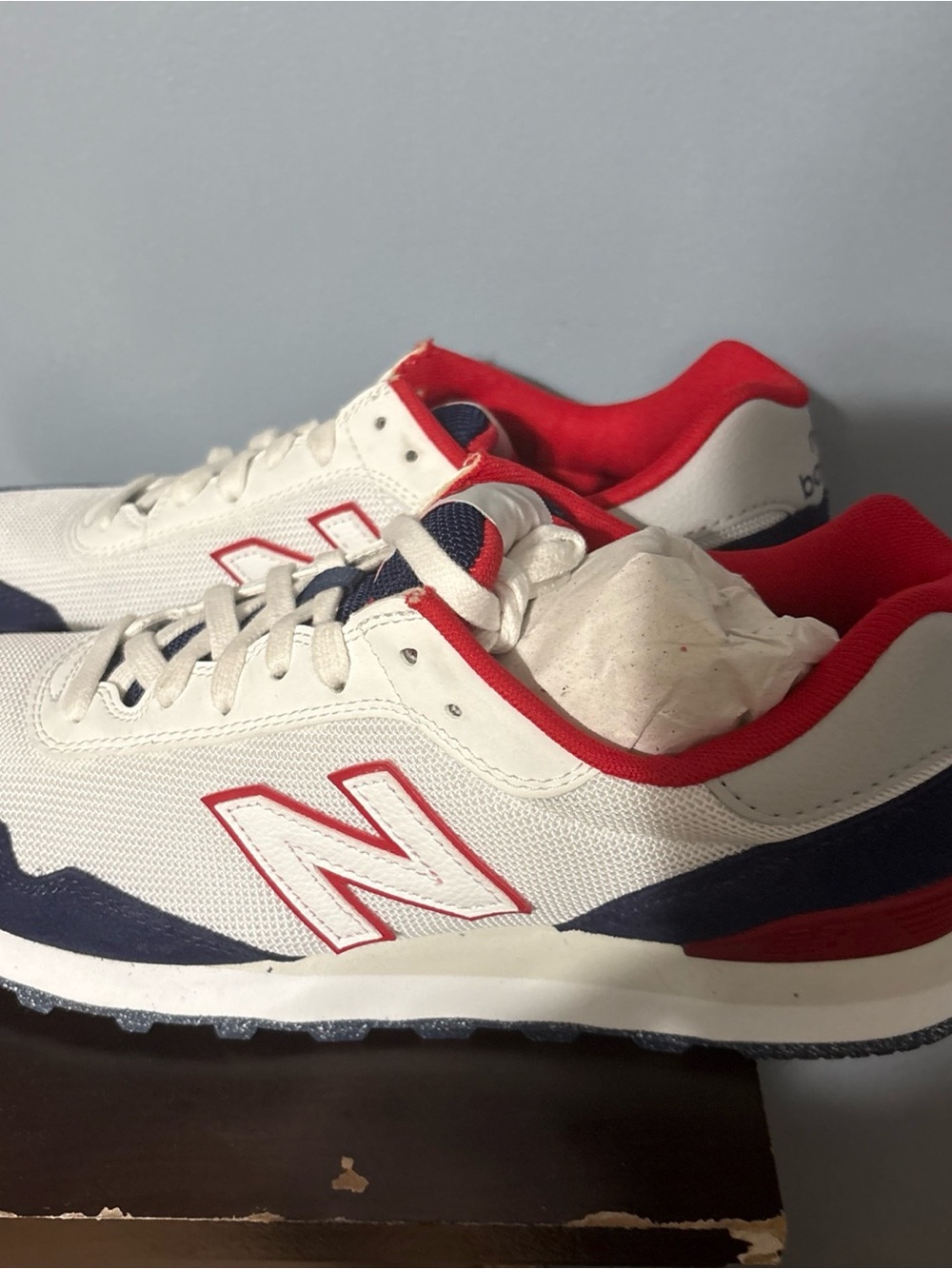 New Balance Men's White Navy Red Classic Runner Sneakers